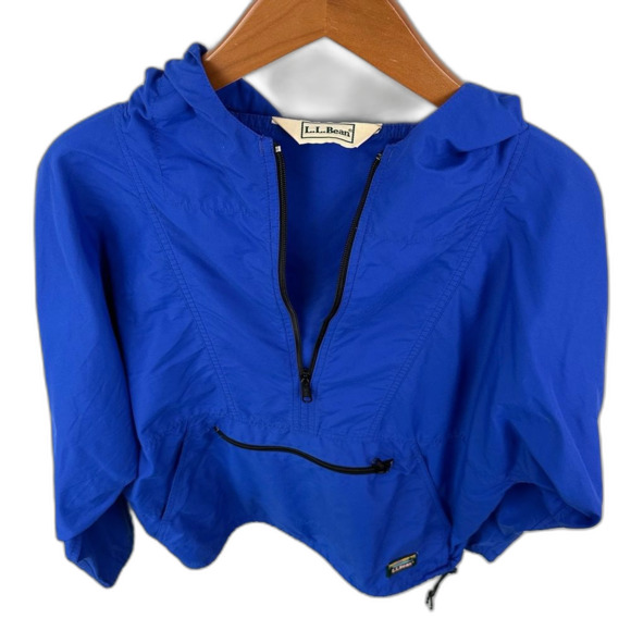 L.L. Bean Blue Pullover Hooded Rain Mountain Classic Windbreaker Anorak Jacket - Picture 2 of 14